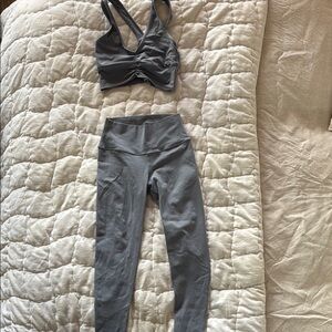 Gray Sports Bra and Leggings Set